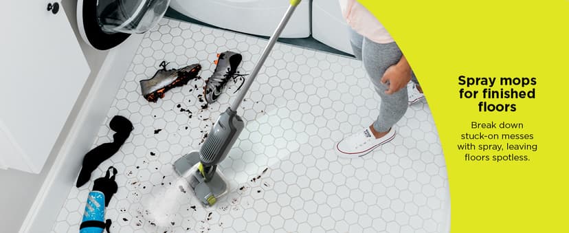 Shark VACMOP Cordless Hard Floor Cleaner, Vacuum and Spray Mop, Powerful Suction, Lightweight, LED Headlights, Includes 4 Disposable Pads, 12oz Multi-surface Cleaning Solution, Gray, VM252
