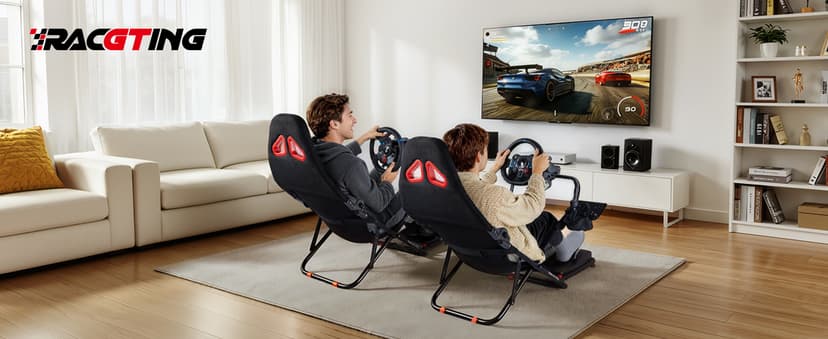 RACGTING Racing Simulator Cockpit for G920 G29 G923, Foldable Racing Simulator for Thrustmaster T248X T248 T300 T150 458 TX Xbox PS5 PS4 PC (Black)