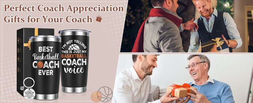 Lifecapido Basketball Coach Gifts, 20oz Coach Insulated Tumbler with Key Chain, Basketball Coach Appreciation Gifts for Men, Black