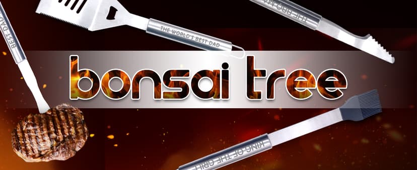 Bonsai Tree Christmas Dad Gifts, Birthday Gifts from Daughter, Best Dad Ever Gift for Christmas - Xmas Cool Grilling Bbq Present for Father from Son - Daddy Stainless Steel Metal Tool Heavy Duty Set 4
