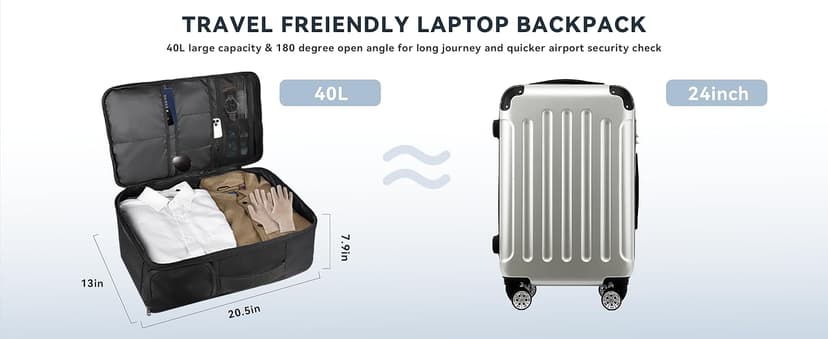 Extra Large 50L Travel Backpack Carry On Flight Approved, Luggage Backpack with Shoes Pouch, Suitcase Backpacks With 3 Packing Cubes, Personal Item Travel Bag, Black