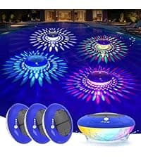 FirstE Solar Floating Pool Lights, RGB Color Changing Pool Floating Light, IP68 Waterproof LED Solar Pool Lights That Float, Hangable Auto ON Off for Above In Ground Pools Wedding Party Decoration (2)