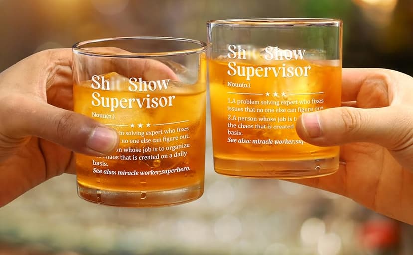 Futtumy Boss Gifts for Men, Shit Show Supervisor Whiskey Glass, Office Boss's Day Gift Christmas Gifts Birthday Thank You Gift for Supervisor Boss Men Coworker Manger, 10 Oz Old Fashioned Glass