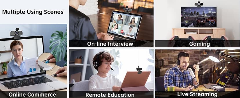 Gohero Full HD 1080P Video Webcam, Noise Cancellation, Privacy Cover, Wide-Angle Lens, Auto Light Correction, Plug & Play USB Webcam for Laptop, Desktop, PC, Mac, Zoom, Skype Pro Series