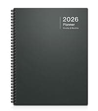Dunwell 2026 Planner Book 8.5x11, Weekly Monthly Calendar, Jan to Dec, Large Daily Organizer with Laminated Tabs, Bookmark, Notes Section & Stickers