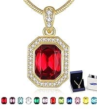 Christmas Gifts for Women 14K Plated Gold Necklace for Women Square Crystal Necklace with Snake Chain Gold Jewelry for Womens Birthday Gifts for Wife Birthstone Necklaces for Wife Jewelry for Girlfriend Gift for Anniversary Wedding Valentines Mother's Day