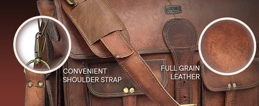 cuero Leather Messenger Bag for Men, 18 Inch Laptop Crossbody, Handmade Leather Shoulder Satchel Bag for Men, Full Grain Business Briefcase for Office/Work/Travel - Vintage Brown