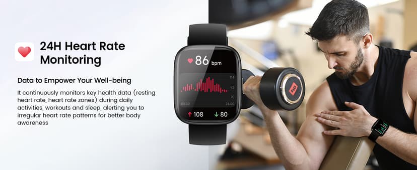 Smart Watch with Alexa Built-in, 1.83" HD Touchscreen Fitness Tracker with Bluetooth Calling, Fitness Watch with Heart Rate/Sleep Monitor, 120+ Sports Modes, IP68 Waterproof Smartwatch for Android iOS