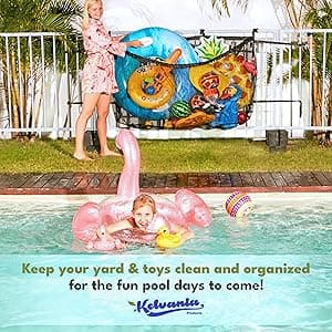 MeshTitan Heavy-Duty Pool Storage Bag - Floats & Toys Organizer with Sturdy Mesh & Anti-Sagging Support (Black)