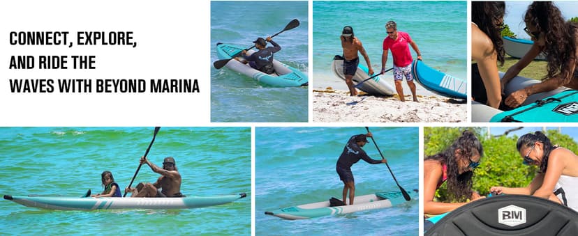 BEYOND MARINA Inflatable Kayak 1 & 2 & 3 Person Adult- Full Drop Stitch Kayak with Aluminum Paddles, Seats, Footrests, Pump, Fins