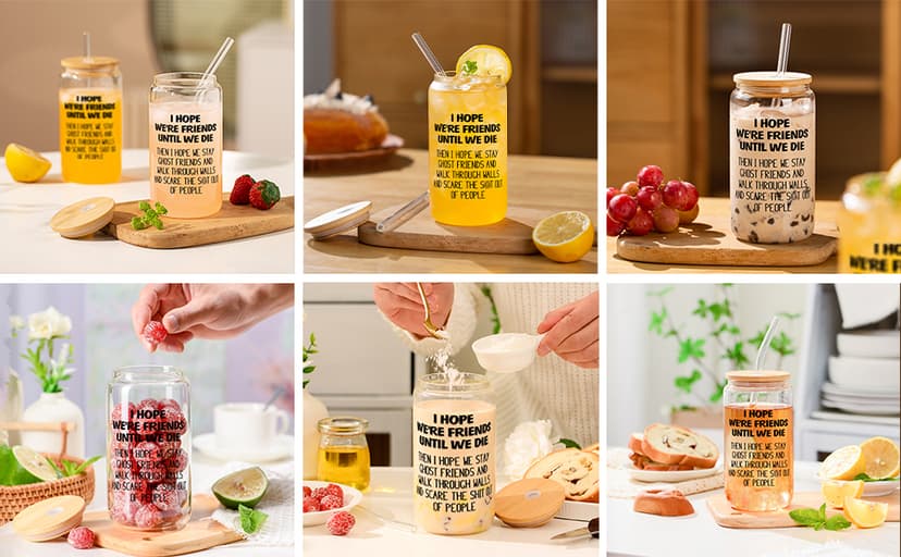 Gifts for Women Men, 16oz Drinking Glass Cup, Unique Friendship Gift for Best Friend BFF Bestie, Funny Personalized Birthday Christmas Valentines Mothers Day Present for Her Him Coworker Sister Female