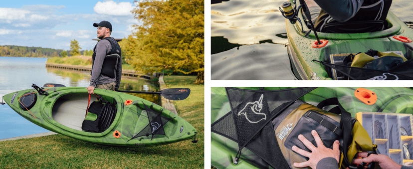 Pelican Argo 100X - Angler Sit in Fishing Kayak - Vapor Black Lime - Lightweight Stable - Ergoform™ Padded seat - 10 ft