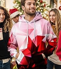 SANKILL Graphic Hoodies for Men Funny Novelty Pullover Sweatshirt Xmas Gifts Black red Anime Hoodie Cool Designs Rapper