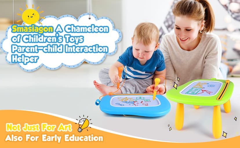 Smasiagon Magnetic Drawing Board for Kids, Toddler Toys for 1-2 Year Old Girl, Portable Doodle Board Pad Learning and Educational Toys for Ages 1 2 3 Year Old Baby Girl Birthday Gift(Pink)