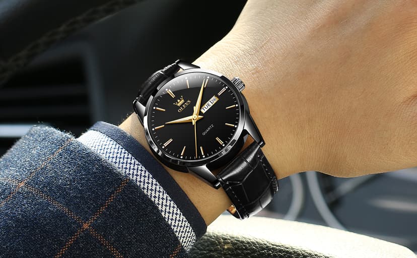 OLEVS Amazon Watches,Brown Leather Watch for Men,Men Day Date Watch,Men's Luminous Watch,Dress Watch for Men,Rose Gold Watch for Men,Men's Fashion Quartz Watch,Waterproof Brown Man Watches