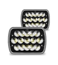 TRUE MODS 7x6 5x7 H6054 Black LED Headlights H4 Sealed Beam Replacement Lamp for Jeep Wrangler YJ Cherokee XJ Chevy Express Blazer S10 Van GMC Savana Ford Econoline E150 Nissan D21 Toyota Pickup Truck
