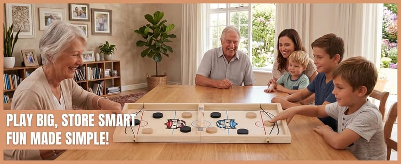 Fast Sling Puck Game - Super Winner Slingshot Puck Board Game - Sling It Shot 2 Player Hockey Table for Kids, Teen and Adults - Christmas Indoor Family Tabletop Games