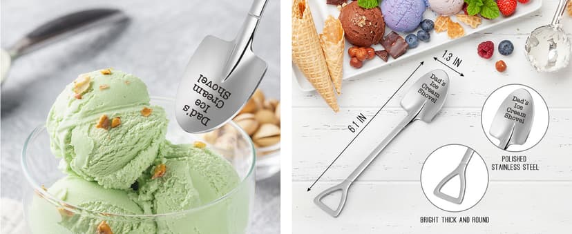 Christmas Father Gifts for Dad Daddy Father-in-Law Grandpa, Dad Birthday Gift from Daughter Son Father's Day Papa Grandfather Husband Brother Uncle, Funny New Bonus Step Dads Ice Cream Shovel Spoon