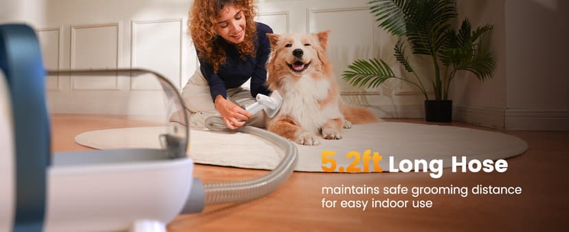 oneisall Dog Grooming Vacuum, Pet Grooming Vacuum with Clipper Nail Grinder, 1.5L Dust Cup Dog deshedding Brush with 7 Tools for Shedding Pet Hair, Home Cleaning(Blue)