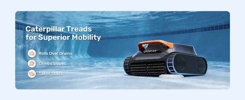 Gosvor LiteVac G1 Pool Vacuum, Wall & Waterline Cleaning, Double Filtration, 150-Min Battery Life for Smart Mode, 200-Min Battery Life for ECO Mode, Smart Navigation, with APP, Orange