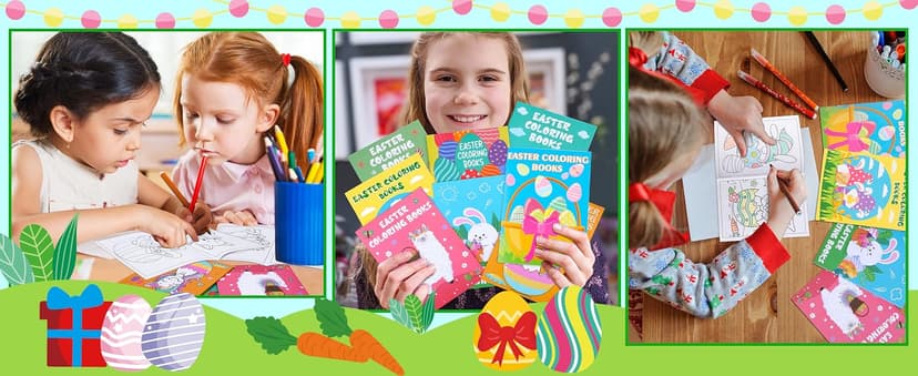 90shine 54PCS Easter Coloring Books for Kids-Egg Basket Stuffer Gifts Party Favors Class Activity Supplies Decorations B08Q36YXL9