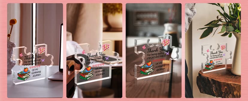 Funnli Teacher Gifts, Back to School Teacher Gifts, Teacher Appreciation Gifts Acrylic Plaque, Thank You Graduation Valentines Day Christmas Gifts for Women Teacher Classmate Study Partner Roommate