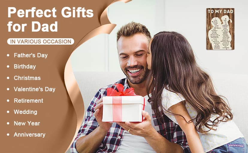 Gifts for Dad from Daughter Wife,12x8Inch Metal Tin Sign Novelty Vintage Plaque Decorative Gifts for Dad Husband,Meaningful Christmas Anniversary Birthday Father's Day Presents for Daddy Stepfather