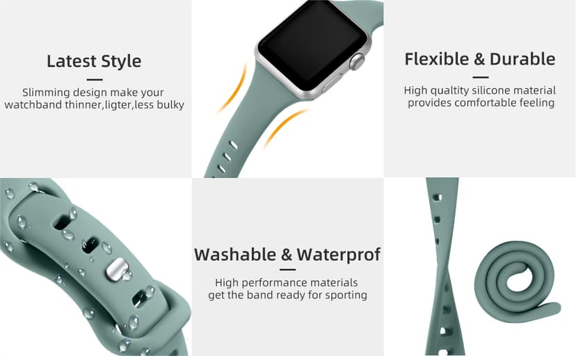 Lerobo Thin Slim Bands Compatible with Apple Watch 40mm 38mm 44mm 45mm 46mm 42mm 41mm 49mm SE iWatch Bands Ultra 3 2 1 Series 11 10 9 8 7 6 5 4 3 2 1 for Women Men, Soft Narrow Sport Strap Wristband