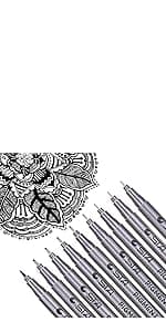 Dyvicl Hand Lettering Pens, Calligraphy Brush Pens Art Markers for Beginners Writing, Sketching, Drawing, Illustration, Scrapbooking, Journaling, Black Ink Pen Set, 8 Sizes