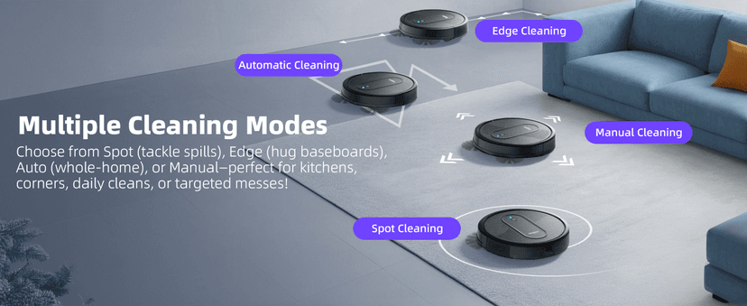 MONSGA Robot Vacuum Cleaner, 4000Pa Powerful Suction Robotic Vacuum, 3.2" Super-Slim, 140Min Runtime, Vacuum Robot for Hard Floor/Low Pile Carpet/Pet Hair, Remote/App/Voice Control, Schedule Clean