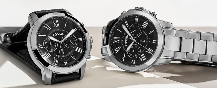 Fossil Men's Grant Quartz Stainless Steel and Leather Chronograph Watch