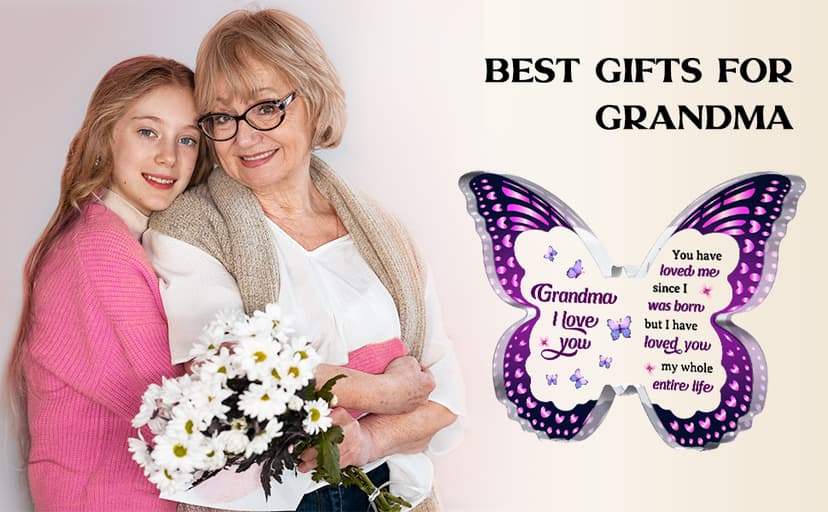 Grandma Gifts - Grandma Christmas Gift Ideas, Birthday Gifts for Grandma - Butterfly Acrylic Decorations - Christmas Gifts for Grandma from Grandkids