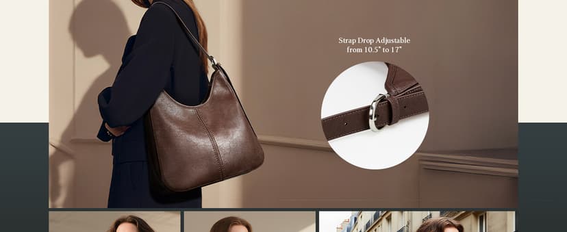 befen Genuine Leather Hobo Bags for Women, Top Grain Real Leather Women's Shoulder Bag Handbags Purses with Adjustable Strap