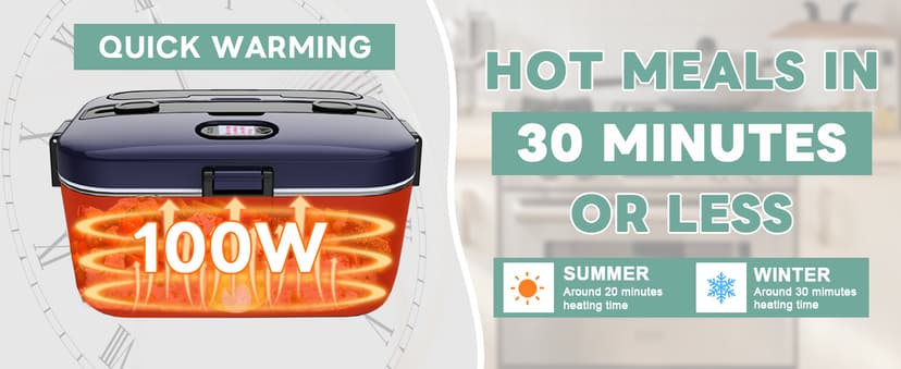 100W Fast Heating, Portable Food Heater for Car, Truck, Office, Work, Travel, Construction Site, Gifts, 12/24V/110-230V DUPASU Electric Lunch Box Food Warmer, 1.8L Heated Lunch Box for Adults B0DXYYG8Q4