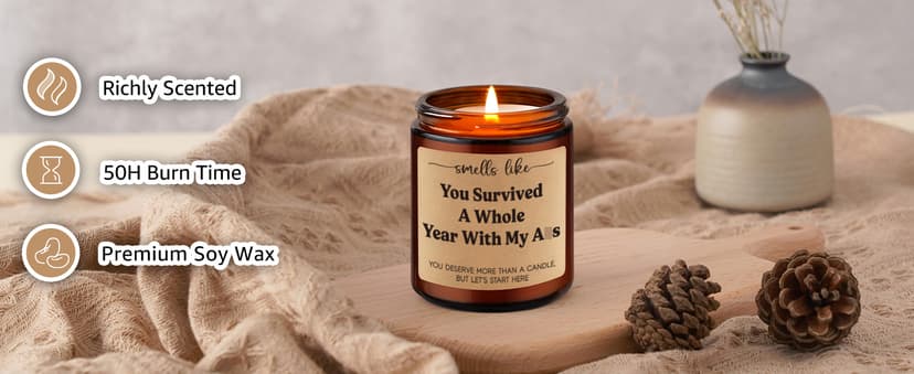 GSPY Scented Candle, 1st Anniversary Candle Gifts for Boyfriend, Girlfriend - 1 Year Paper Anniversary Happy Gifts for Couple, Him, Her - First, One Year Wedding Anniv. Presents for Husband, Wife