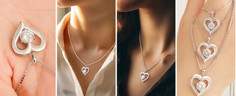 Moissanite Heart Necklaces for Women, 1-3 Carat Moissanite 925 Sterling Silver Necklace, Anniversary Present for Women, Birthday Gifts for Wife, Jewelry Gifts for Christmas, Valentine's Day
