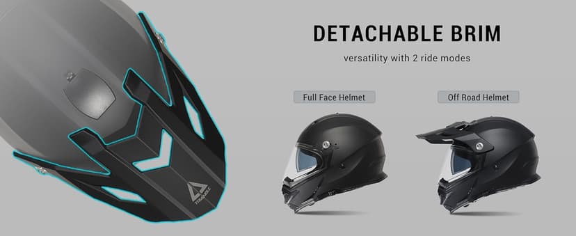TRIANGLE Dual Sport Motorcycle Helmet Dirt Bike Helmets ATV Full Face Helmet for Adults Men with Internal Sunshield DOT Approved