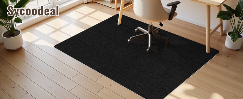 Sycoodeal Office Chair Mat for Hardwood Floor,Slip Resistant Floor Mat for Office Computer Gaming Chair,Heavy Duty Floor Protector for Rolling Chairs,Easy to Clean,Black(36"x48")