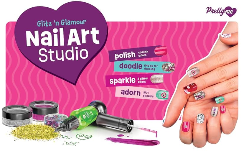 Nail Art Studio for Girls - Birthday Gift - Nail Polish Kit for Kids Ages 7-12 Years Old - Girl Gifts Ideas - Gift Set - Girly Stuff - Polish, Pens, Glitter, Stickers, Gems, Filer - 8 9 10 11 12 Year