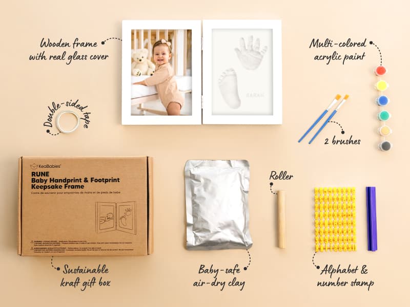 Baby Hand and Footprint Kit, Quick Dry Clay - Newborn Keepsake Feet and Handprint Kit, Nursery Picture Frame, Pet Dog Paw Prints,Personalized New Mom Gifts for Baby Showers & Registry(Onyx Black)