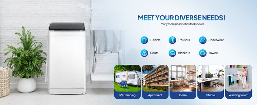 ROVSUN 30LBS Washing Machine, Full-Automatic Portable Washer with Stainless Steel Drum, Electric Laundry Machine, Washer and Spin Dryer Combo with Drain Pump for Home, Apartment