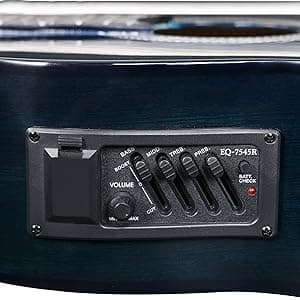 WINZZ AC309CE 39 Inches Cutaway Nylon-string Classical Electric Guitar Build-in Pickup Kit Set Online Lessons, Blue