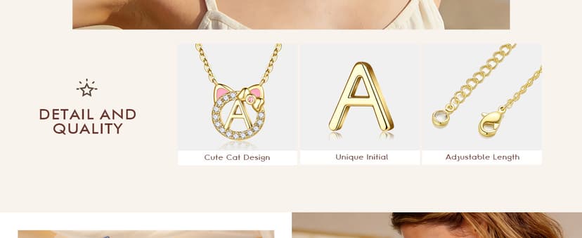 Gift Box Packaging, 14k-Gold-Plated, Cat Themed Gifts for Cat Lovers, Kids Jewelry for Girls, Birthday Gifts for Girl Kids MONOOC Cat Gifts for Girls - Tiny Cat Initial Necklace for Teen Girls Kid B0GCYVBZVP