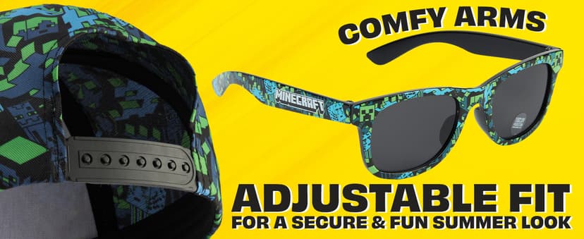Spongebob | Minecraft | Fortnite | Super Mario | Kids Baseball Cap & Sunglasses with UV Protection, Gifts for Boys