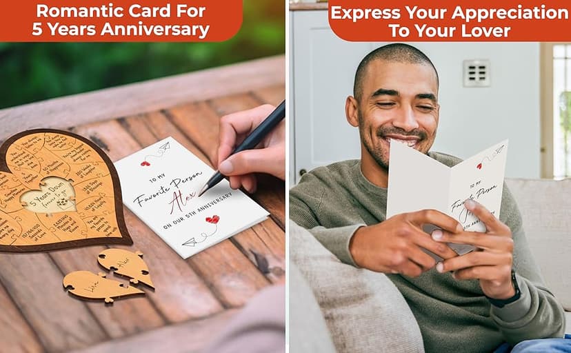 5 Year Anniversary Wood Gifts For Him Her - 5th Anniversary Marriage Gifts For Wife Husband, Wooden Wedding Gift For For Fifth Anniversary