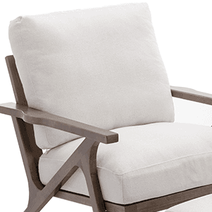 chairus Mid-Century Modern White Linen Accent Chair with Ottoman, Comfy Upholstered Lounge Armchair with Removable Cushions & Solid Wood Frame, Fabric Reading Chair for Living Room Bedroom Office