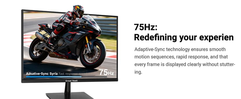 Great voell 23.8" Inch Computer Monitor- FHD 1080P IPS Display 75Hz, 99% sRGB, Eye Care, HDMI VGA, FreeSync, VESA Mountable - Slim Bezel Office & Casual Gaming Screen for PC Console