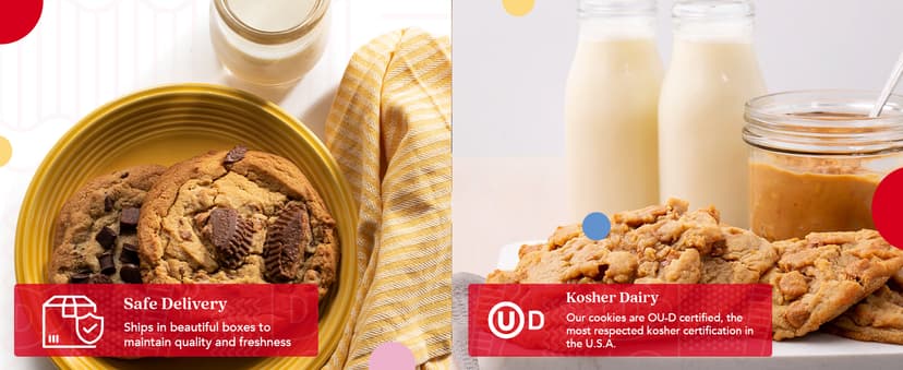 David's Cookies Assorted Fresh Baked Decadent Cookie Gift Tin – 2lb Basket with 8 Jumbo Cookies – Soft and Chewy Bakery-Style Dessert for Birthdays, Holidays, Thank You and Special Occasions