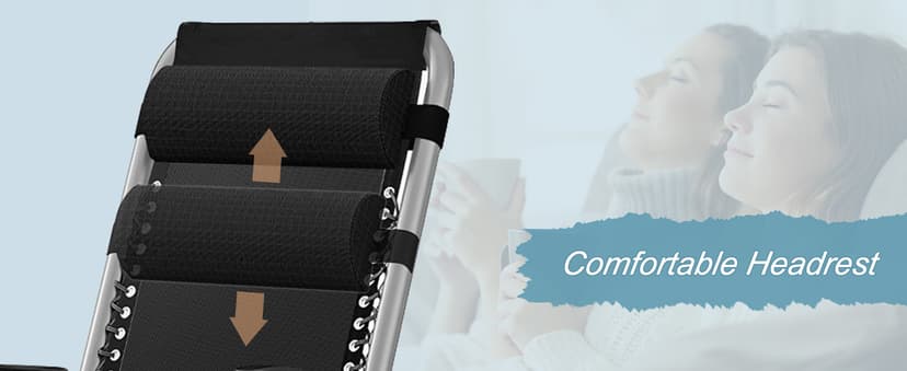 ABORON Upgrade Zero Gravity Chair/Armrest Mat,Premium Outdoor Lawn Folding Lounge Chairs,Sturdy Adjustable Reclining Patio Chairs with Removable Seating Cushion,Headrest & Tray