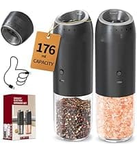 CIRCLE JOY Gravity Electric Salt and Pepper Grinder Set Automatic Salt and Pepper Grinder Set with LED Light, Battery Operated, Adjustable Coarseness, Large Capacity, for Home Kitchen BBQ, Black B0DFY5TNFX